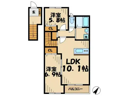 ベル グランツ(2LDK/2階)の間取り写真