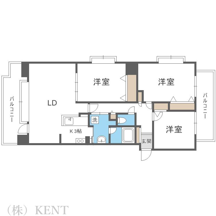 サンタの館裏参道(3LDK/10階)の間取り写真