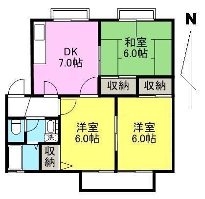セジュール牟礼C(3DK/2階)の間取り写真