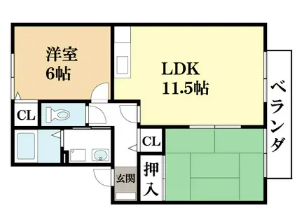 インペリアル山手 (2LDK/2階)の間取り写真