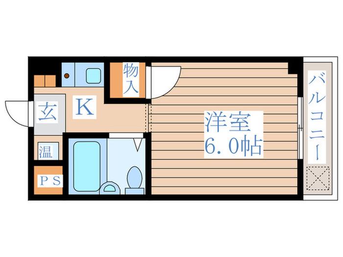 ぶるうめんはいむなかの(1K/2階)の間取り写真