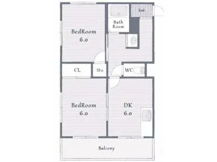 昭郷ツインハイツ(2DK/2階)の間取り写真