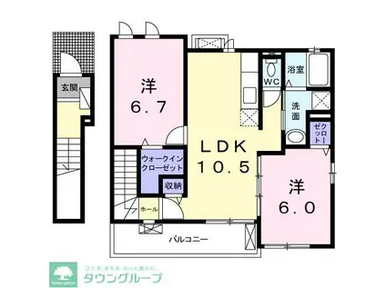 カーサ プリートN(2LDK/2階)の間取り写真