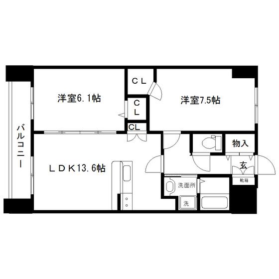 アークデュオ仙台苦竹(2LDK/8階)の間取り写真
