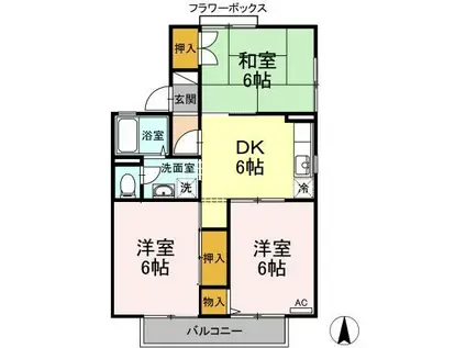 ガーデンホ-ムズ(3DK/2階)の間取り写真