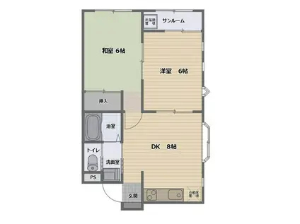 KSハイツ(2DK/2階)の間取り写真