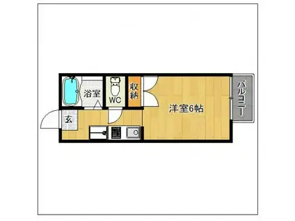ハイツニュー大和(ワンルーム/1階)の間取り写真