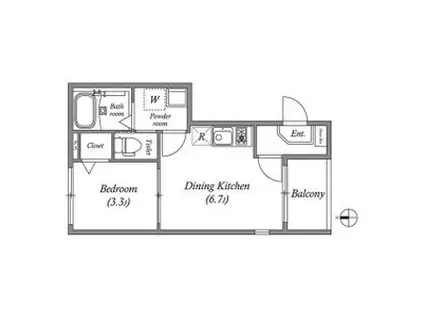 ハーモニーテラス小路東VI(1DK/2階)の間取り写真