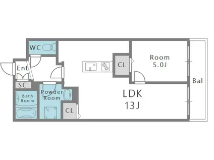 グリーンヒルズ(1LDK/3階)の間取り写真