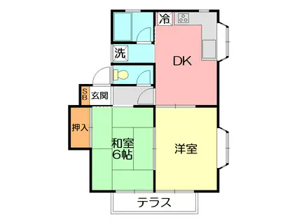 安西ハイツA(2DK/2階)の間取り写真