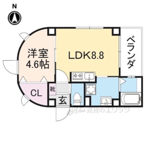 エクセレント天理(1LDK/5階)の間取り写真