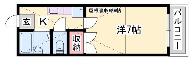 フェリーチェ青山(1K/2階)の間取り写真