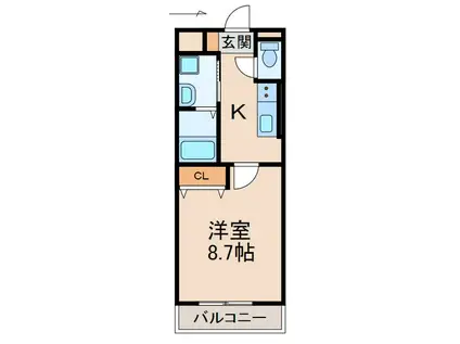 フルハウス黒田II(1K/1階)の間取り写真