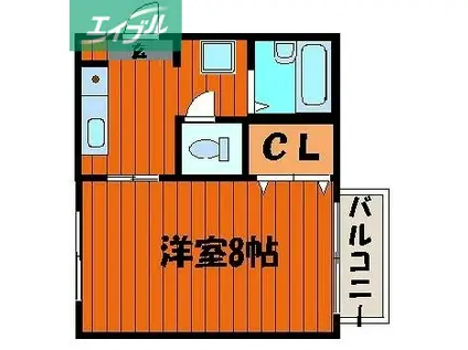 ディアス西川原(1K/2階)の間取り写真