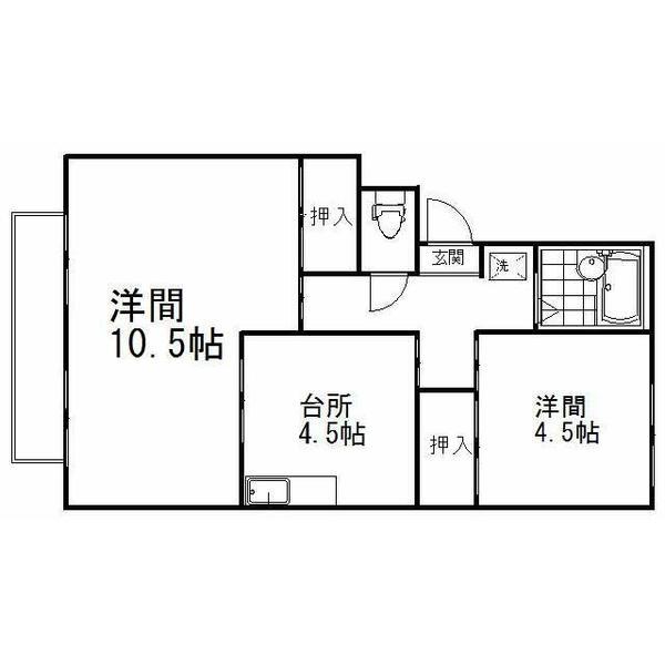 プレジールオオクラB(2K/2階)の間取り写真
