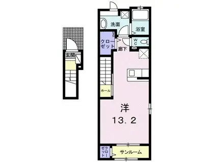 カーサ・キリゾエ(ワンルーム/2階)の間取り写真