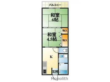 藤原ハイツ(2K/2階)の間取り写真