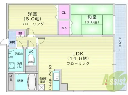 MSKコートⅡ(2LDK/4階)の間取り写真