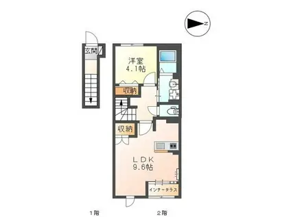 ルミエール宮路(1LDK/2階)の間取り写真