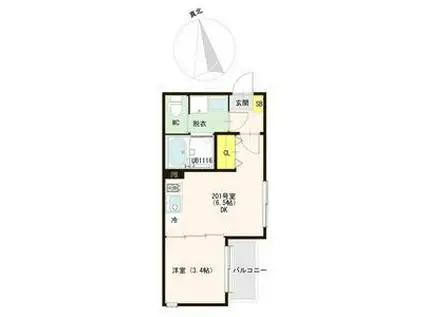 GREEN ACE IIB(1DK/2階)の間取り写真