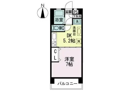 コーラルトップ(1DK/3階)の間取り写真