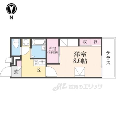 レオパレスソレイユⅢ(1K/1階)の間取り写真