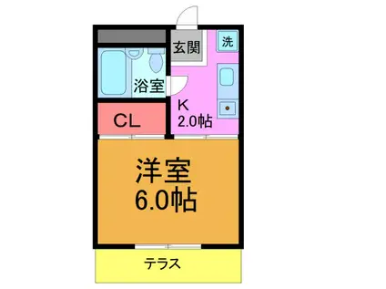 パールヴィラ市川(1K/1階)の間取り写真