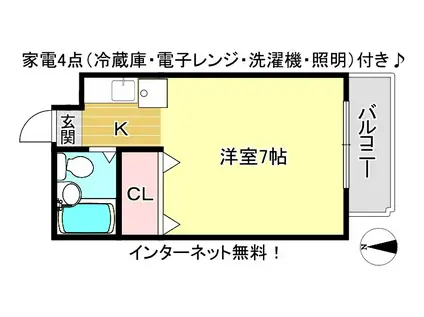 パルティール紫野(1K/2階)の間取り写真