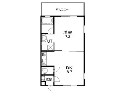 ハイツグリーンサイド絵鞆(1DK/2階)の間取り写真