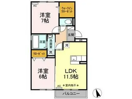 ラ ウ レ ア(2LDK/3階)の間取り写真