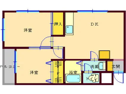 ローズマリー(2LDK/4階)の間取り写真
