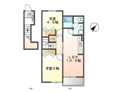 ハイツ イチローB(2LDK/2階)の間取り写真