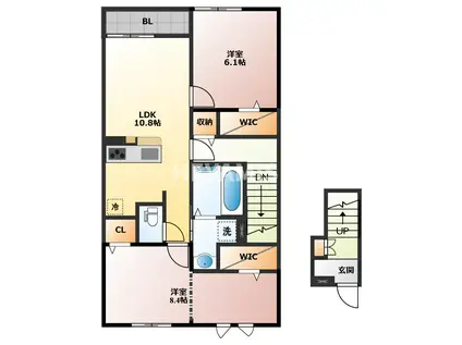 エミネント長田I(2LDK/2階)の間取り写真