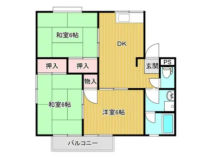 メゾン竹石D棟(3DK/2階)の間取り写真