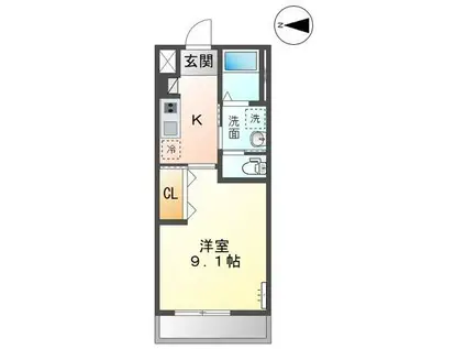 スターライズ(1K/2階)の間取り写真