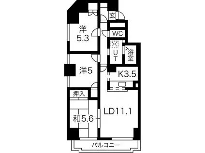 VESTLIFETAKAKUWA(3LDK/8階)の間取り写真
