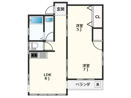 フジワラマンション(1LDK/3階)の間取り写真