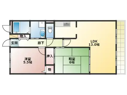 パールグレイス(2LDK/1階)の間取り写真