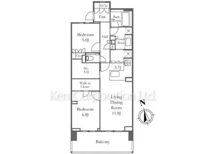 プラウド大井ゼームス坂(2SLDK/7階)の間取り写真