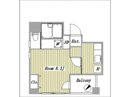 メゾンドコート八丁堀(1K/8階)の間取り写真