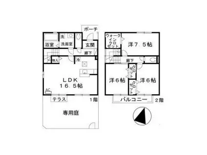 フリートコート(3LDK/1階)の間取り写真