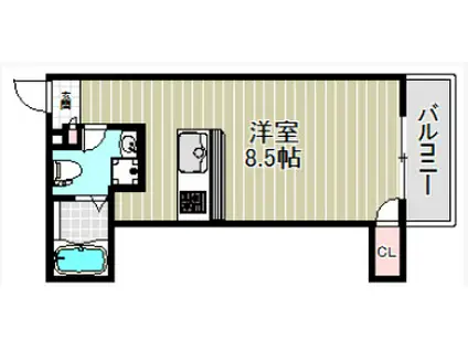 フェリオ南津守(ワンルーム/4階)の間取り写真