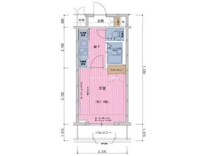 メインステージ神田駅前(1K/4階)の間取り写真