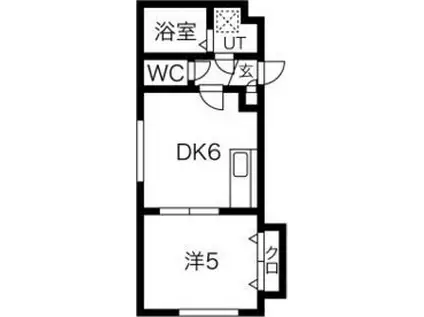 Aフラット学園前(1DK/1階)の間取り写真