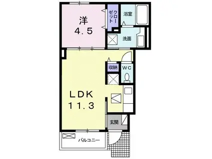 DOMUS RIPA(1LDK/1階)の間取り写真