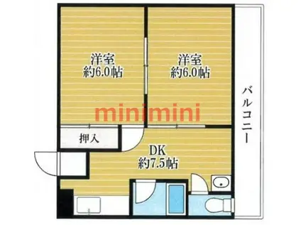 プレアール高槻春日(2DK/2階)の間取り写真