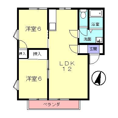 メゾンルベール(2LDK/1階)の間取り写真