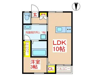 CANNA LILY隼人(1LDK/1階)の間取り写真
