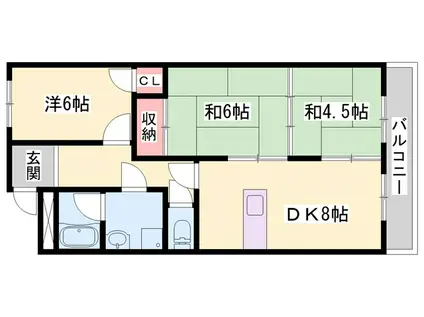 ラ・メゾン・タカセ(3DK/4階)の間取り写真