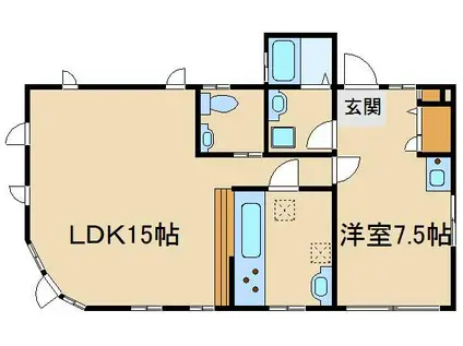 いちごはうす(1LDK/1階)の間取り写真